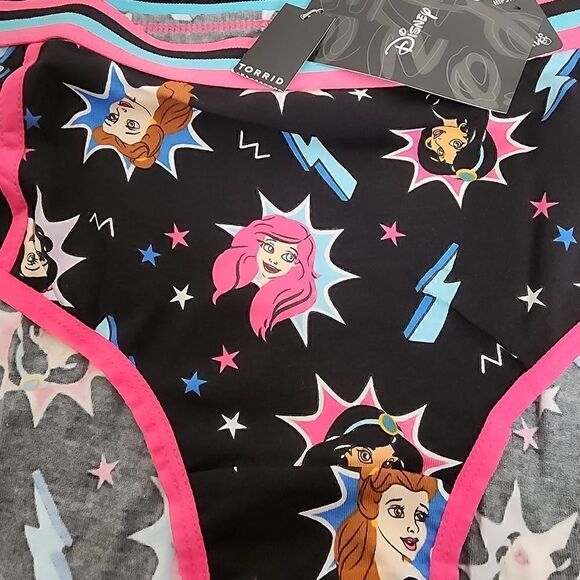 4X 26W Torrid Black Hipster Panty Disney Princess Cotton Wide Band Emo Punk 90s - Picture 3 of 6